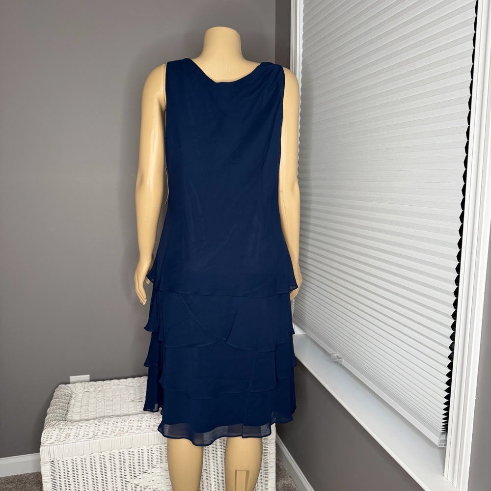 SLNY Mother of The Bride Jacket Dress with Sequined Cut Out Shoulder NWT - Picture 9 of 15
